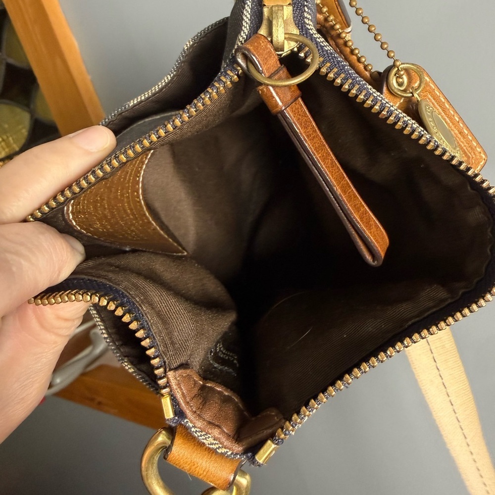 Coach Denim Signature Top Zip Swingpack Crossbody Bag #40758 - Picture 3 of 6